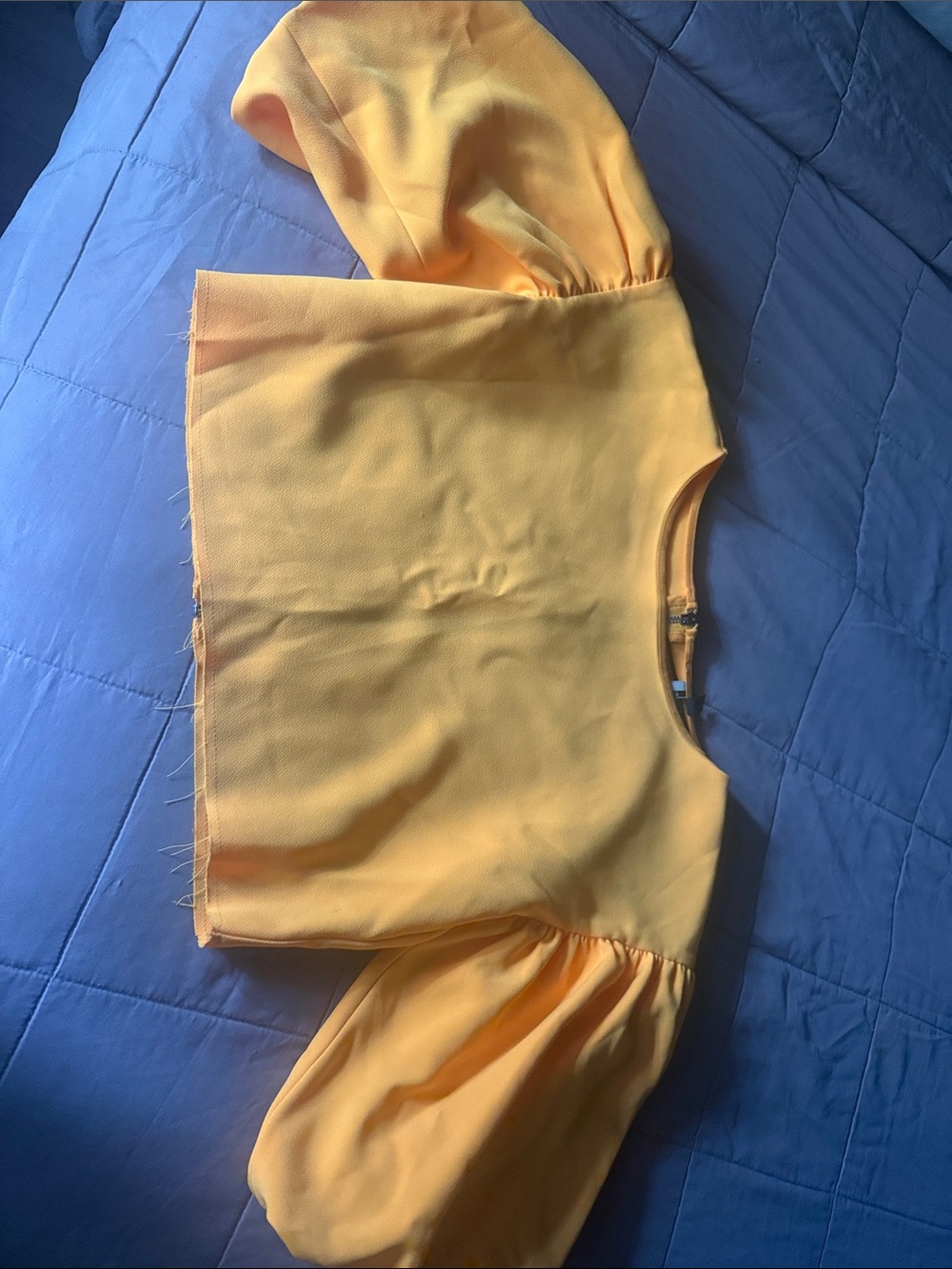 Topshop Yellow Puff Sleeve Crop Top
